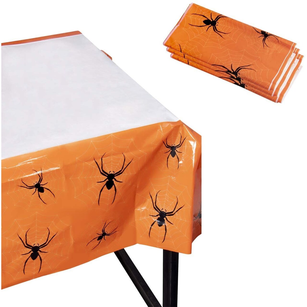 Juvale 3-Pack Halloween Plastic Tablecloth - 54 x 108 inch Disposable Halloween Tablecloth with Spooky Spiderweb Design - Spider Web Rectangular Table Cover for Halloween Themed Party Decorations